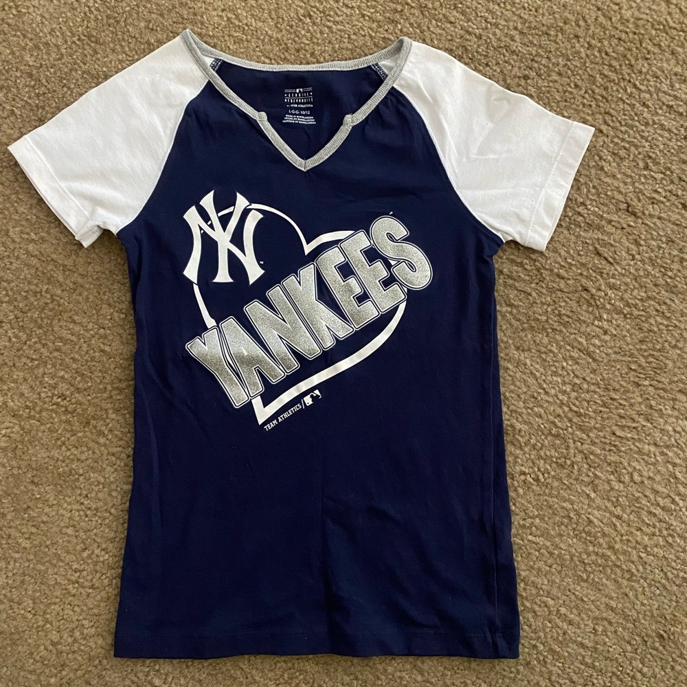 New York Yankees Kids Navy and White Raglan Tee